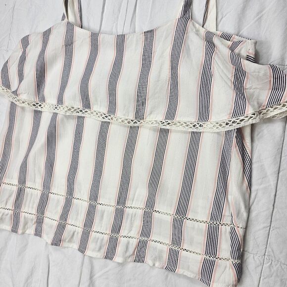 GF Collection Striped Lace Tank‎ with Adjustable Straps Women's Size XS - Picture 2 of 10